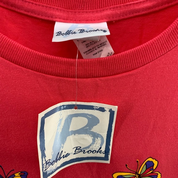 Bobbie Brooks Women Short Sleeve Crew Neck Red Floral Print Top T-Shirt Size XL - Picture 7 of 12